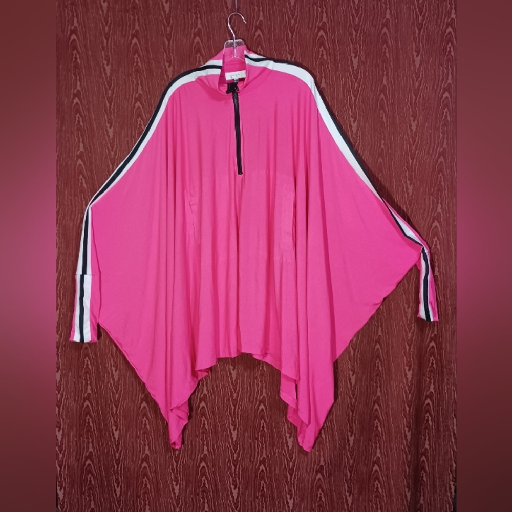 HALFHEART Hot Pink Over Size Tee Pullover Batwings Streetwear Sz L